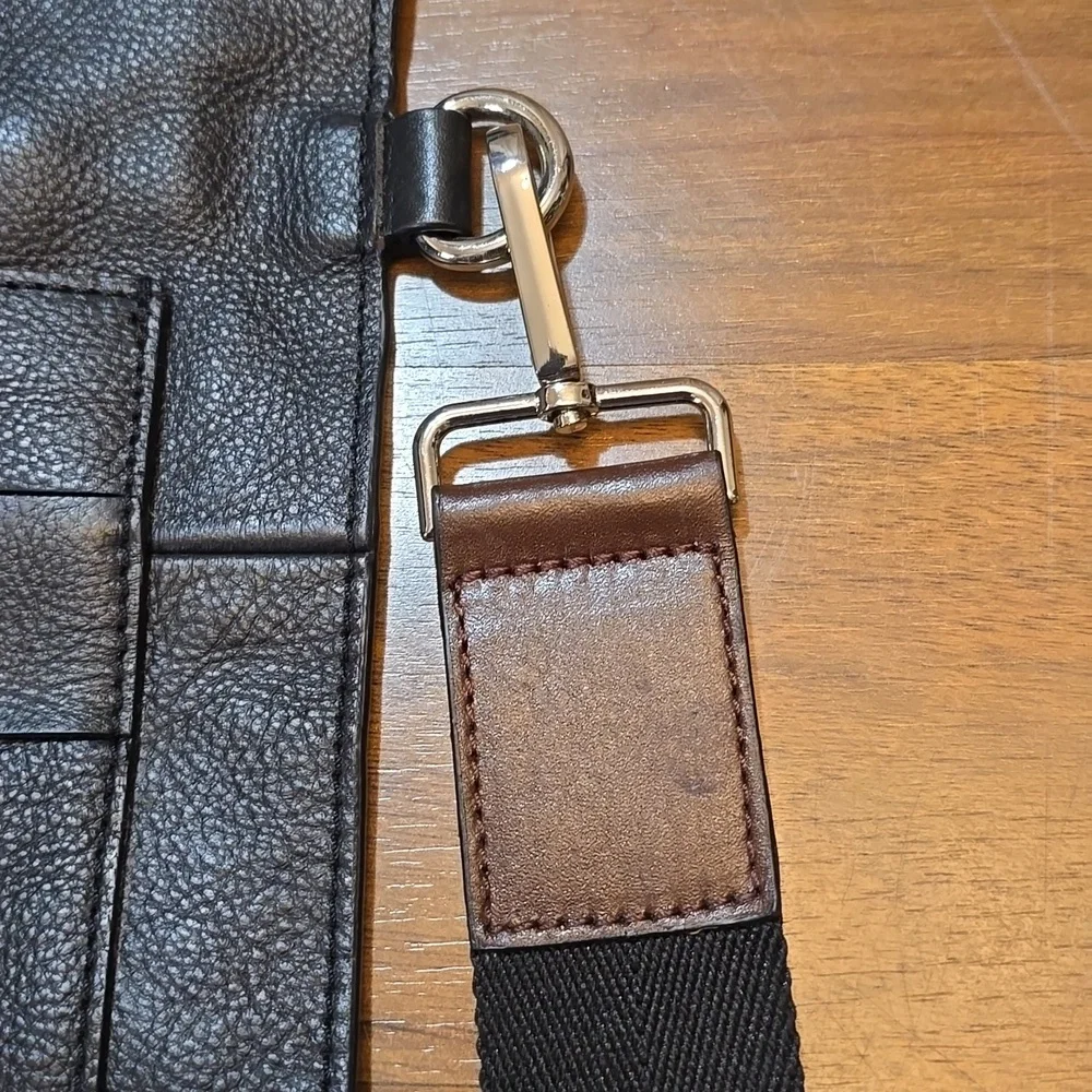 ZARA Black Leather Unisex Tote Messenger Bag